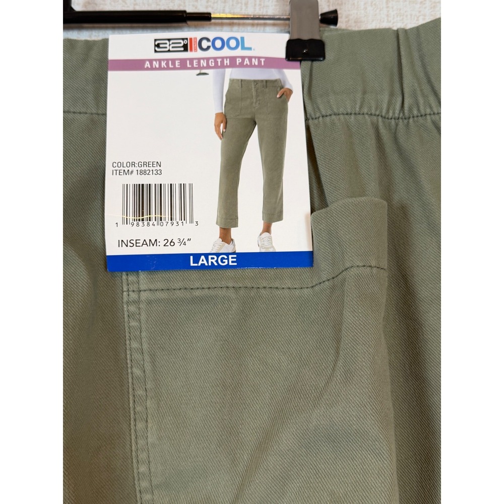 32 Degrees Cool Womens Large Green Ankle Length Pants High Rise Stretch Gorpcore